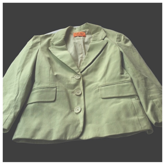 Vintage Juicy Couture Mint Green Pinstripe Blazer/ Jacket - Picture 6 of 8